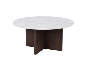 Brooksville Soffbord Runt | Vit Marmor / Brun ek
