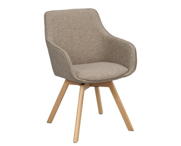 Alison karmstol i mörkbeige tyg, ekben