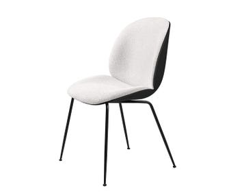 Beetle stol, Conic metallben - Svart baksida i plast, klädd sits i tyg Light Bouclé