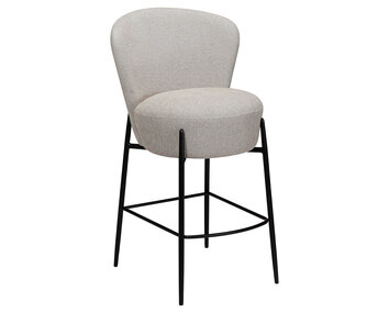 Orbit Barstol från sidan i bouclétyg färgen Cashmere, svart ställning