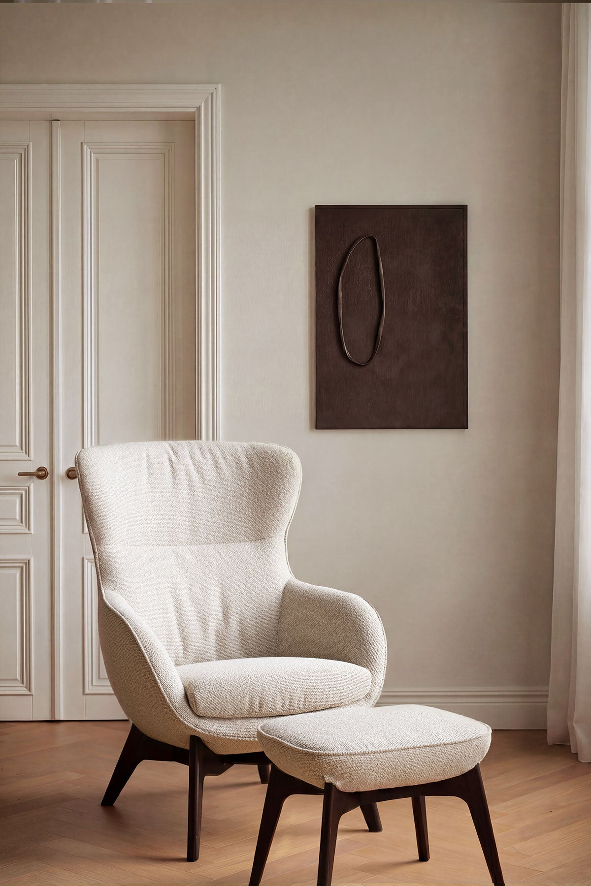 Rowico-Home-Dunbrody-Chair-Footstool-Light-Beige-Fabric-Brown-Oak-Lifestyle