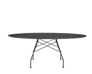 Glossy matbord svart skiva svarta ben