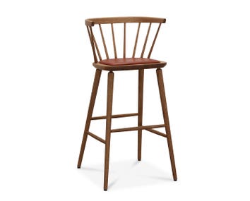 Florida Barstol i mörkpigmenterad oljad ek med sits i Tärnsjö Läder i färgen Cognac