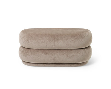 Pouf Oval Sittpuff i tyget Faded Velvet Beige