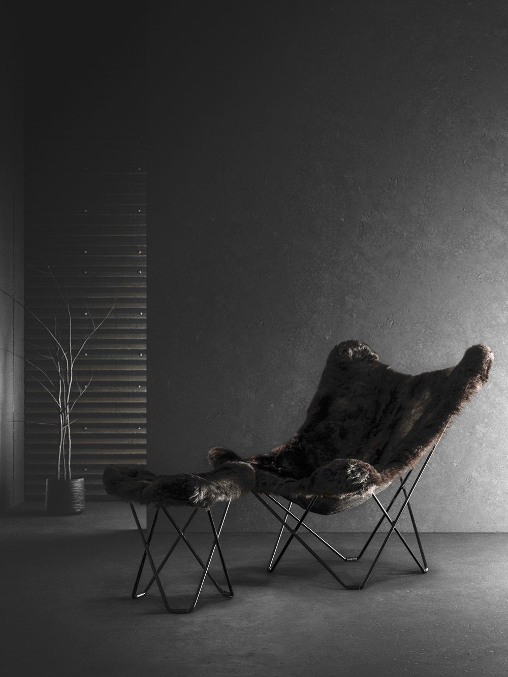 Iceland Mariposa Fårskinnsfåtölj Shorn Svart med Svartaben