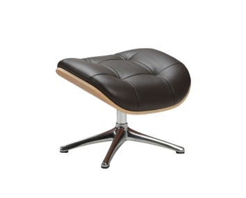 Skagen Fotpall med fanérsidor i lädret Savoy Platin Black med ben i polerad aluminium