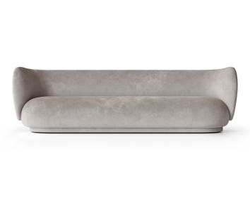 Rico Soffa 4-sits i tyget Faded Velvet Concrete