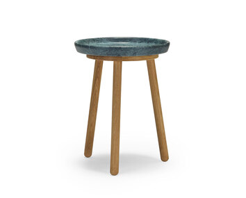 Soffbordet Tureen. Diameter 38 centimeter, höjd 50 centimeter. Skiva i Verde Alpi. 