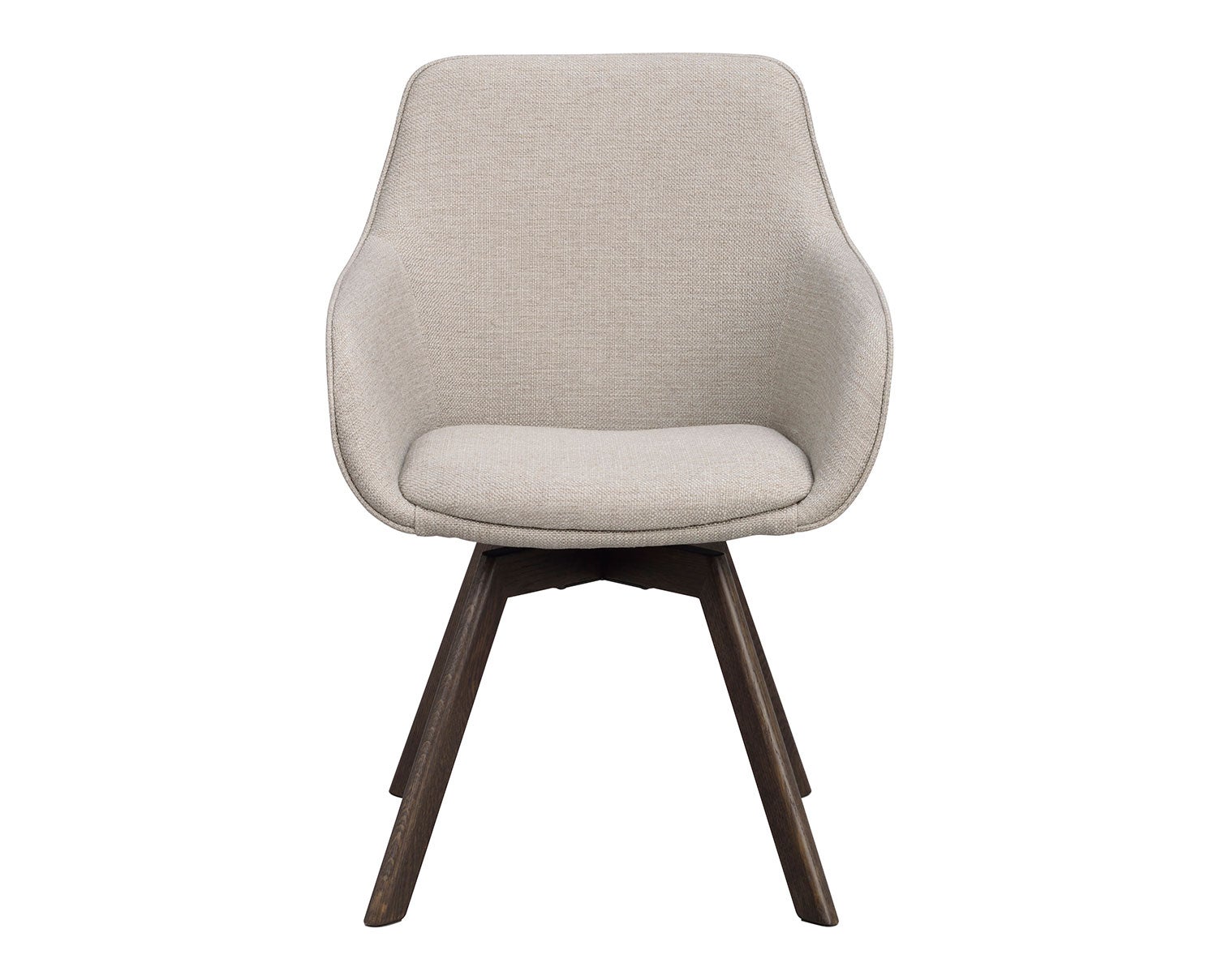 Alison karmstol i beige tyg, bruna ekben