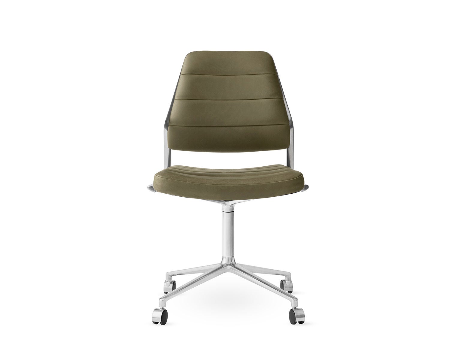 Vipp-454-Swivel-Chair-Bosco-Green-Leather-Castors
