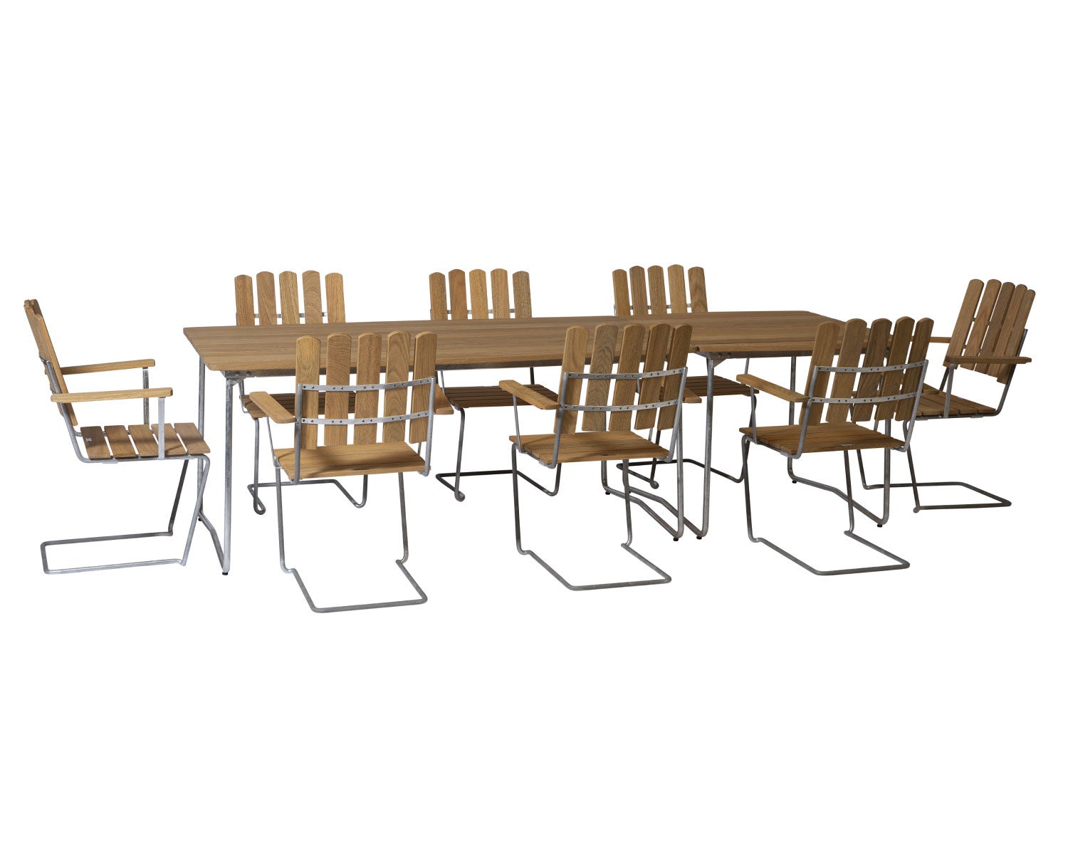 Bord B31 170 + Bord B31 84 + 8 st Fåtölj A2 Matgrupp i oljad ek