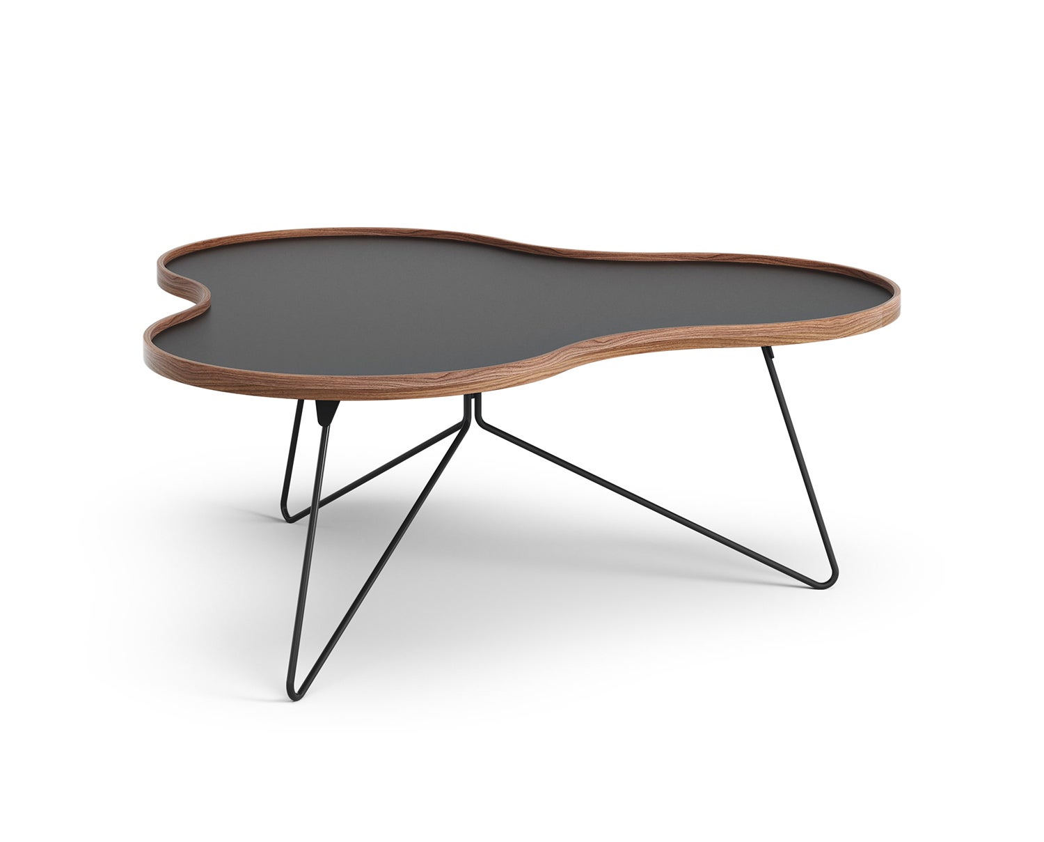 Flower-Table-114x107-Black-Laminate-Walnut-Black-Metal-H45