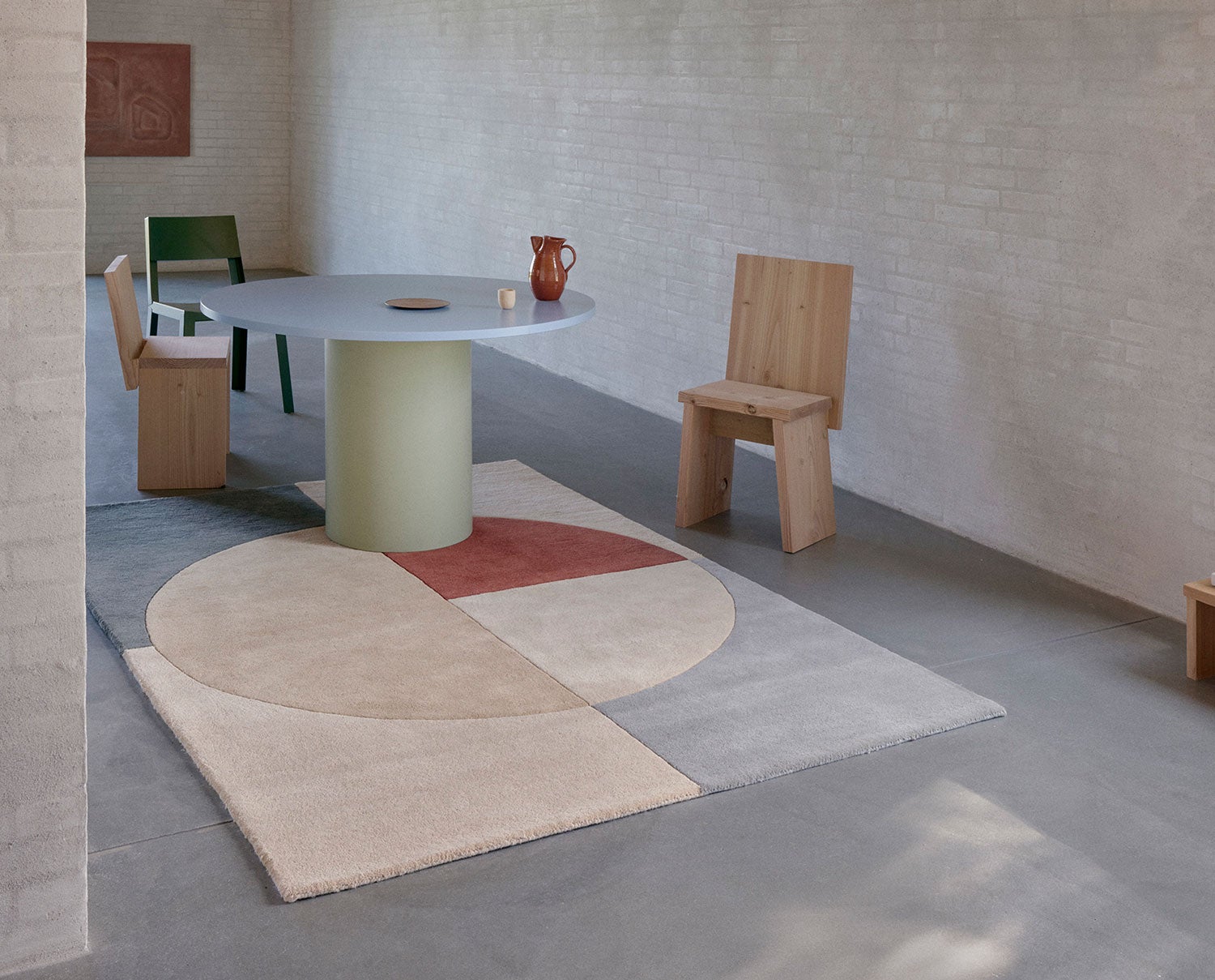 Radiality matta med matbord och stolar