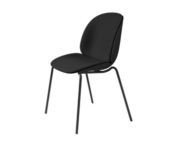 Beetle stol, 4-ben metall, sits i svart plast, klädd front i Kvadrat Remix Black