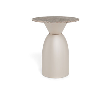 Ferrol soffbord i grå marmor med grå stålfot.