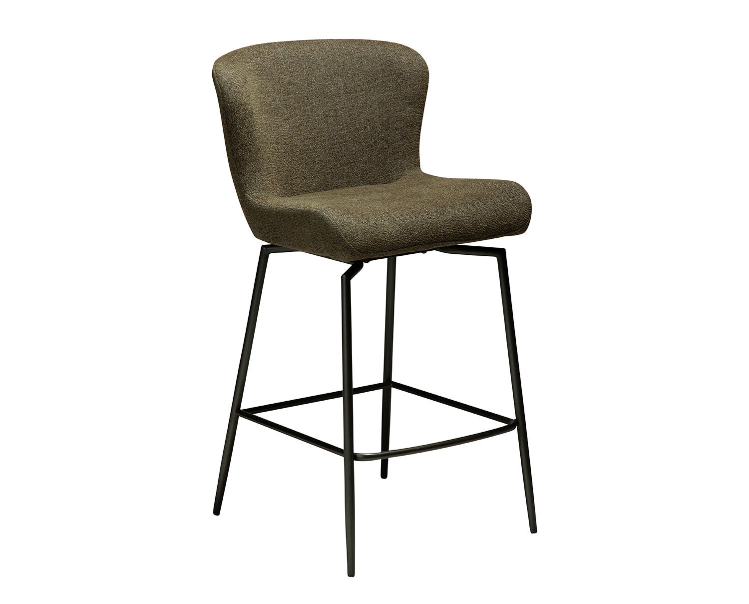 Glam Barstol | Snurrbar | Dark Olive Bouclé/Antique Pewter