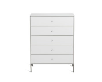 Volt Byrå 5 Lådor | Vitlack och med ben av rostfritt stål