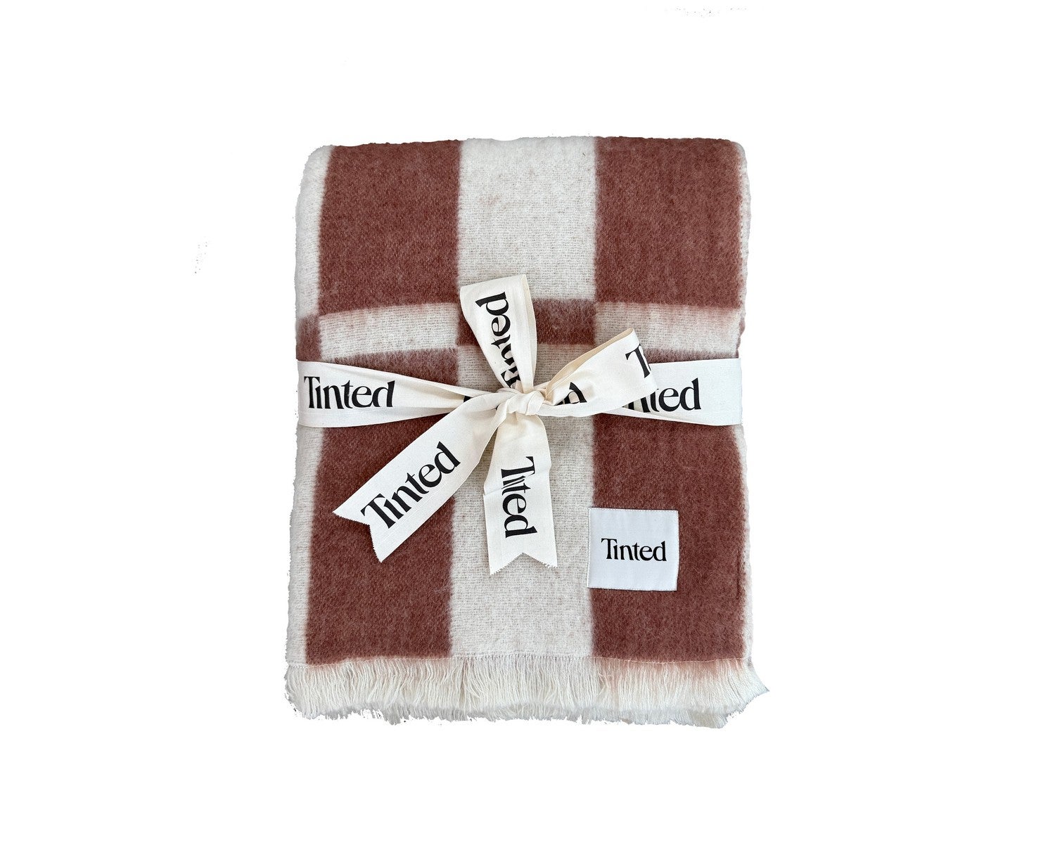 Hallin Mohair Blanket Offwhite Rust från Tinted Objects.