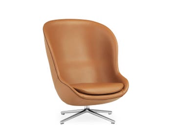 Hyg Loungefåtölj Hög med snurrfot i aluminium