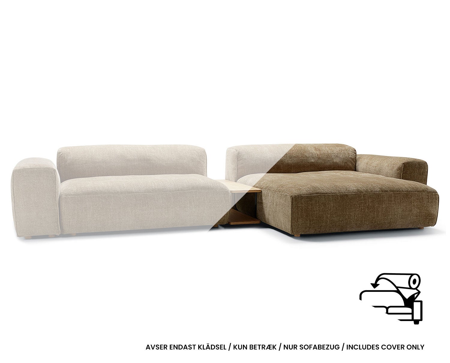 Klädsel till Edda Soffa Set 3 i tyget Bloom 2 Teddy Brown