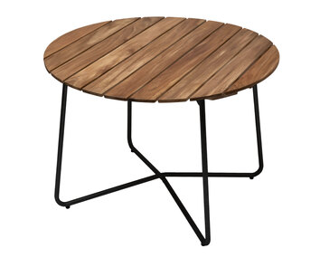 Bord 9A Ø100 i teak med svart stativ