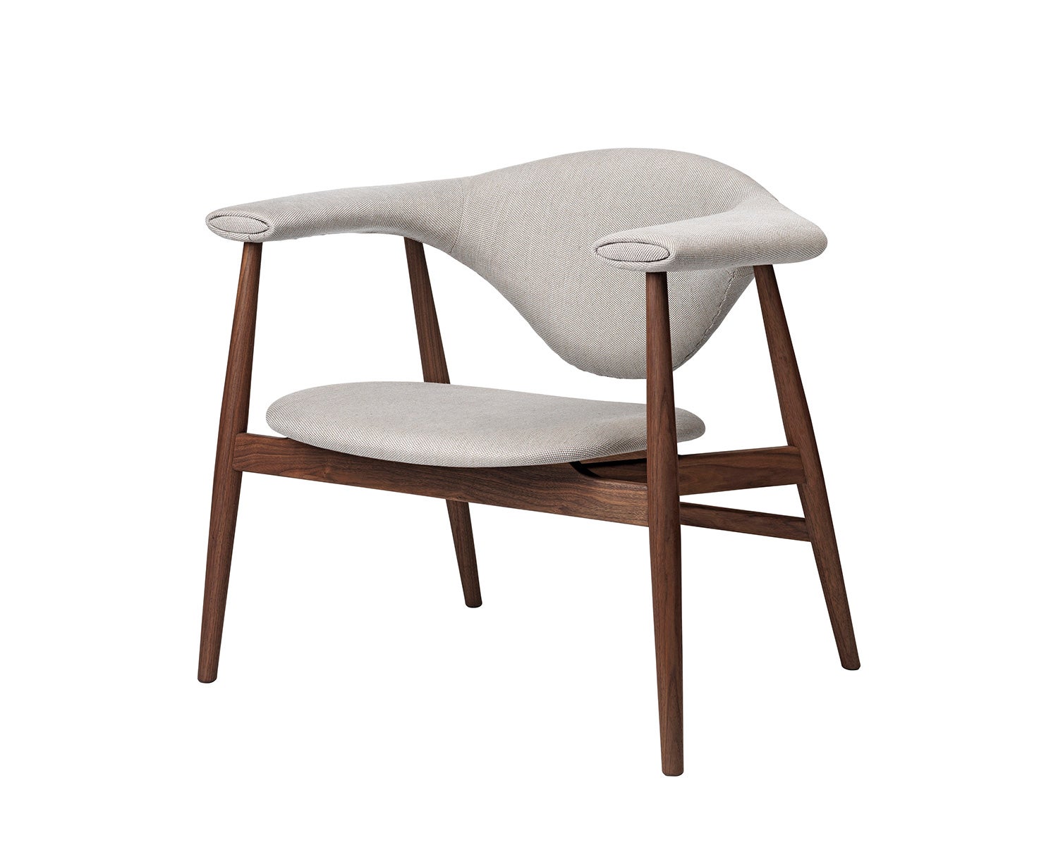 Masculo loungefåtölj, amerikansk valnöt, tyg Dedar Sinequanon 010 Acqua