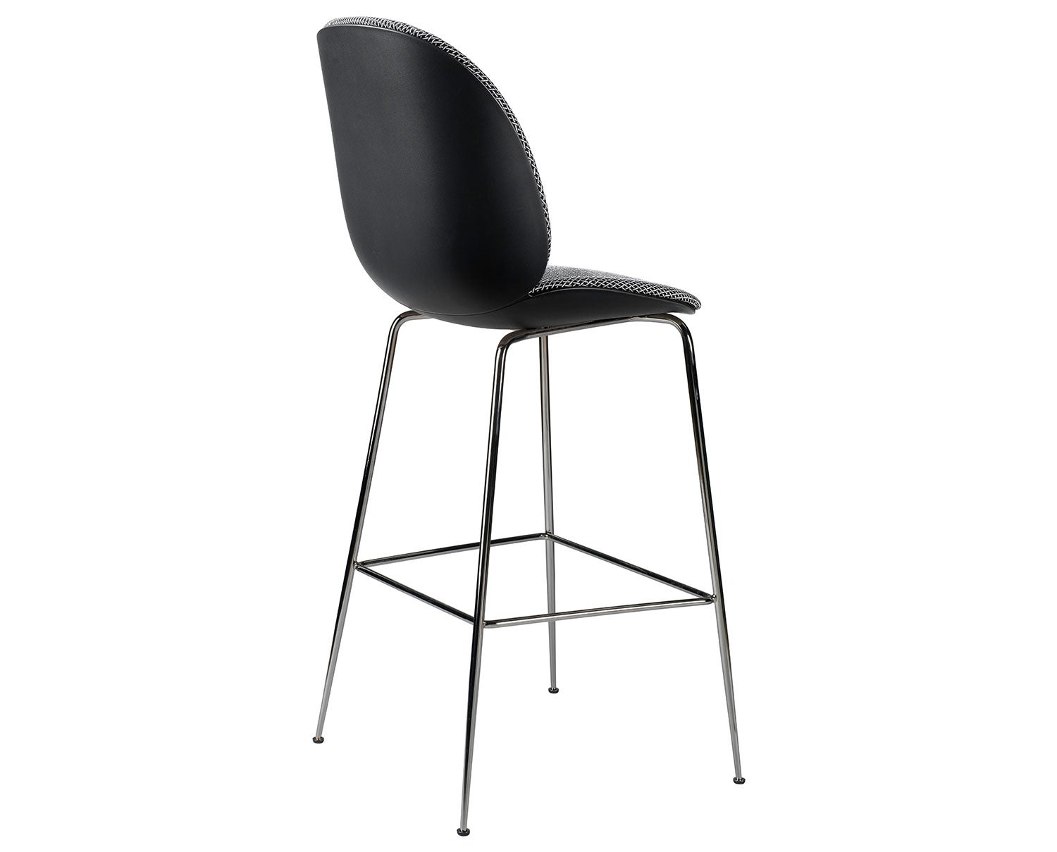 Beetle_BarChair_Conic_FrontUpholstered_BlackChrome_Black_Backhausen-Korb_B3Q