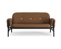 Soffan Button i tyget Main Line Flax 15, med trästativ i svartbetsad ek
