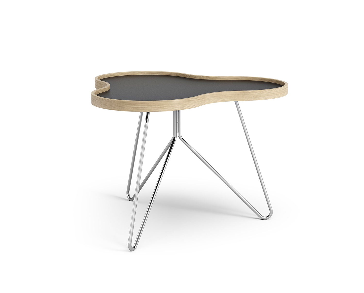 Flower-Table-66x62-Black-Laminate-Oak-Chrome-Metal-H45