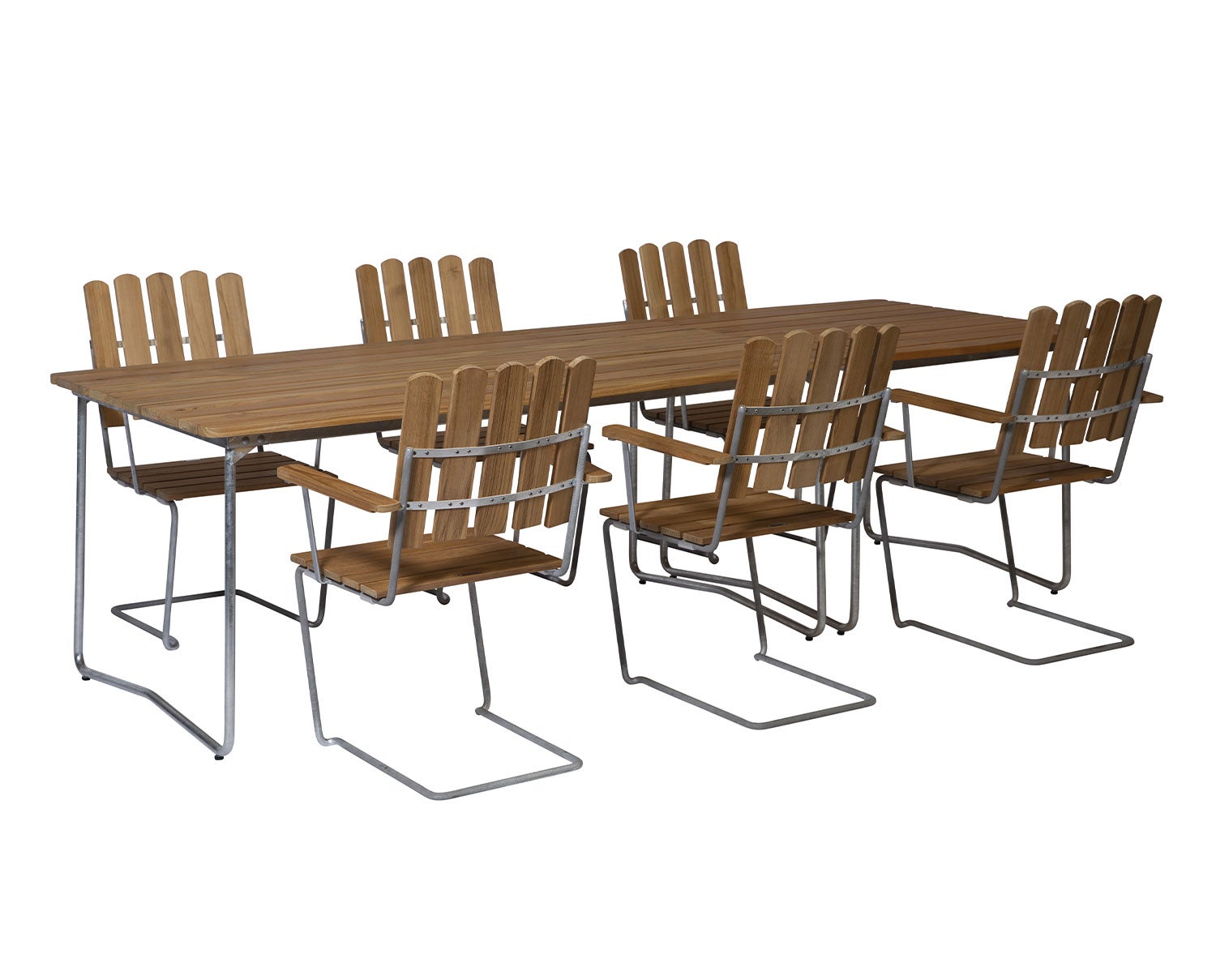 Bord B31 170 + Bord B31 84 + 6 st Fåtölj A2 Matgrupp i teak