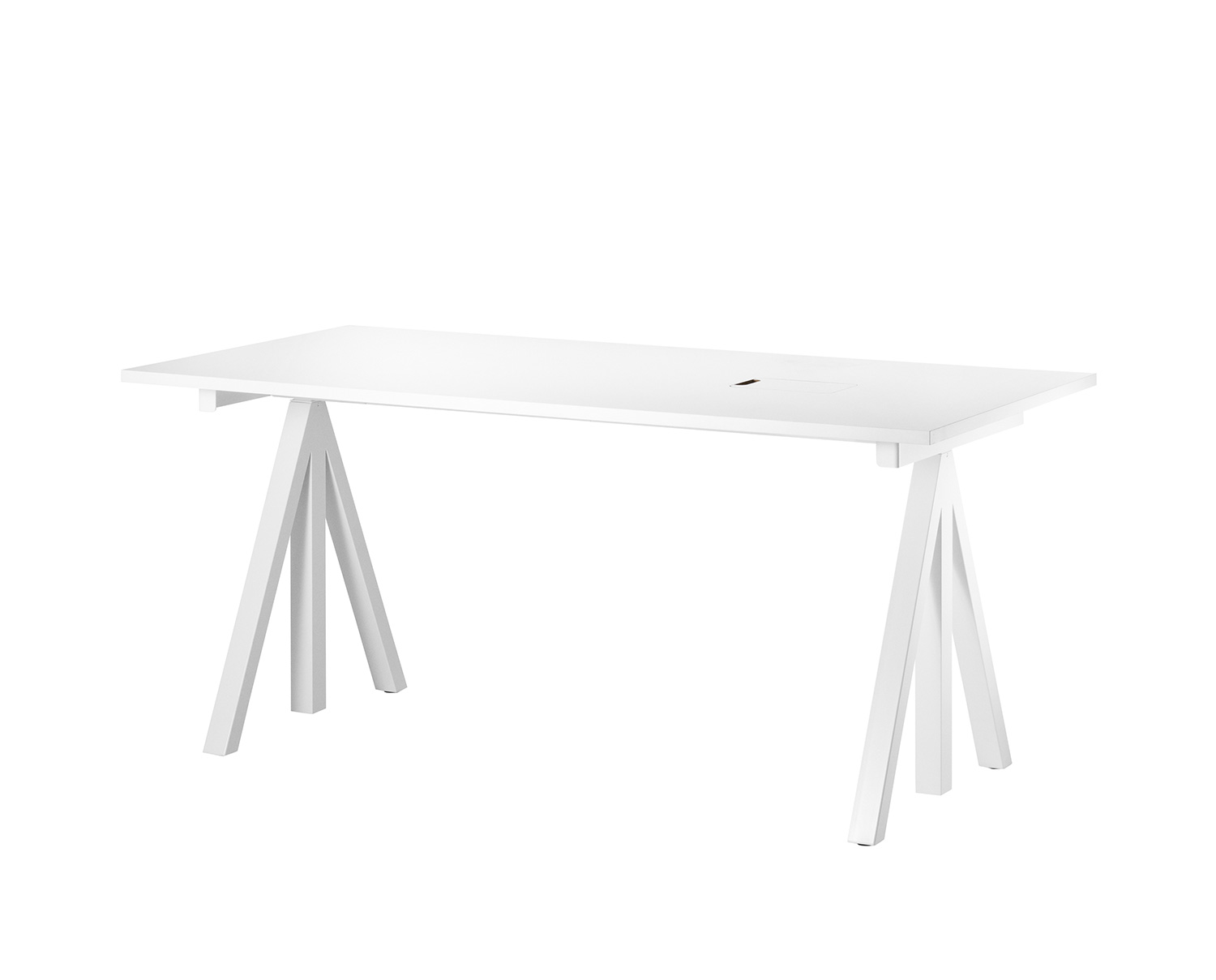 String Works Skrivbord | Fast Underrede, Vit Laminat 160x78