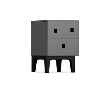 Peep S1 Sängbord i färgen Grå med ben i svartlackad ek