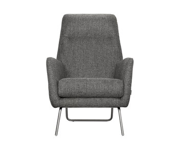 Lafayette fåtölj med hög rygg, tyg Gena Antracit, ben i borsta krom | Furninova