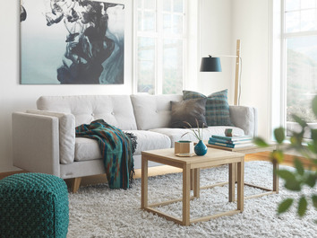 Weston 3-sits Soffa i vardagsrum med turkosa textilier