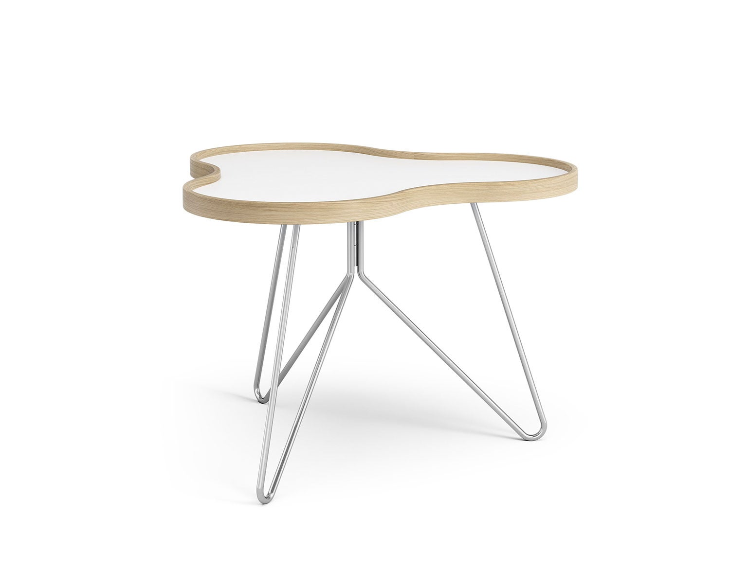 Flower-Table-66x62-White-Laminate-Oak-Chrome-Metal-H45