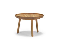 Soffbordet Tureen. Diameter 52 centimeter, höjd 36 centimeter. Skiva i naturoljad, massiv ek.