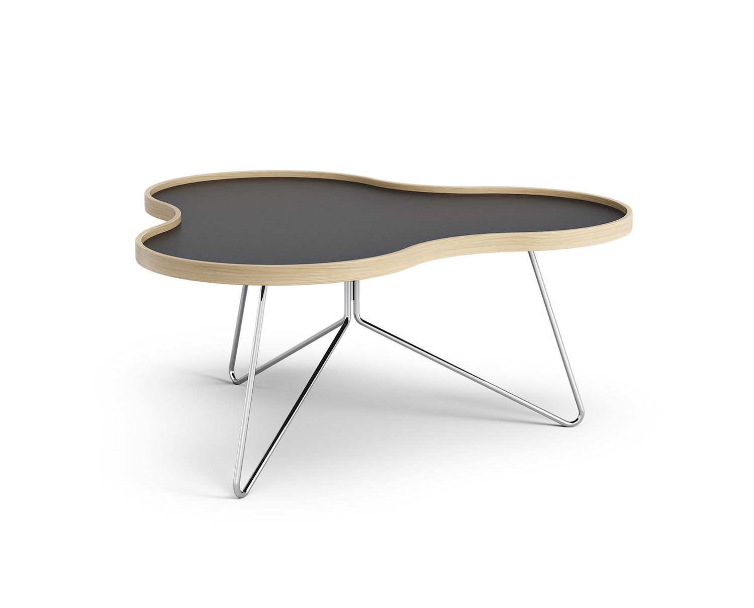 Flower-Table-90x84-Black-Laminate-Oak-Chrome-Metal-H39