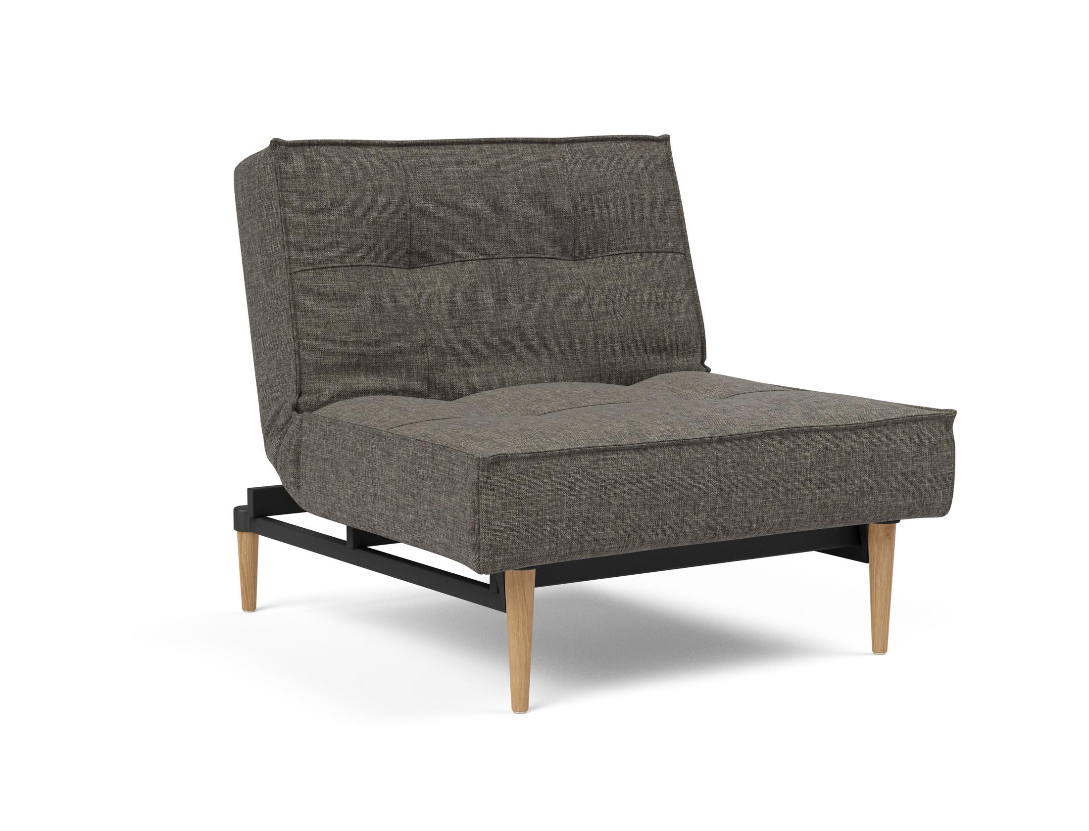 Splitback Fåtölj | 216 Flashtex Dark Grey med Ljusa Stylettoben
