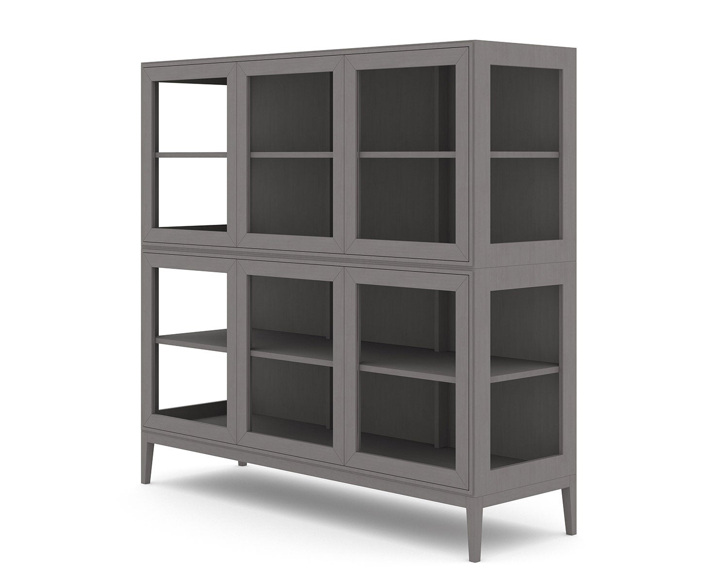 Edge 2.0 Vitrinskåp 3 Dörrar, 2 Sektioner, Grey