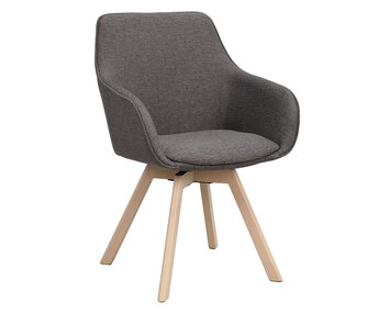 Alison karmstol i mörkgrått tyg, vitpigmenterade ekben