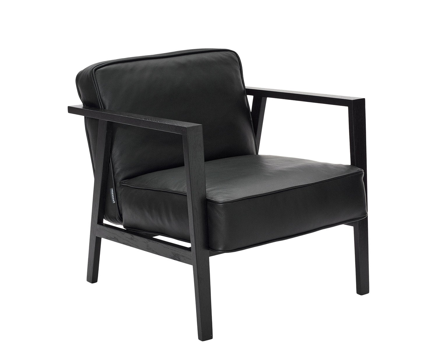 LC1 Loungefåtölj svart mattlackad ek med sits i svart läder från Andersen Furniture