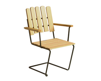 A2 Fåtölj i oljad furu med grönt stativ