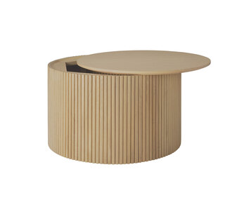 Roller Max Soffbord i diameter 60 centimeter i hårdvaxoljad ek med öppet lock