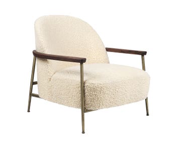 Sejour loungefåtölj med armstöd, antik mässing, valnöt, tyg Dedar Artemidor Agnell