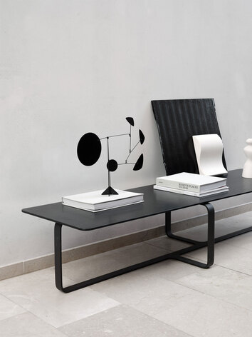 Root Soffbord 160x50 Långt med dekorativa skulpturer och böcker