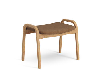 Lamino Fotpall. Här visad i oljad ek, med tyg Main Line Flax 15.