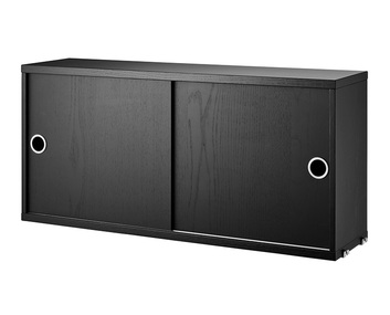 String Skåp med skjutdörrar 78x20 Svartbetsad ask