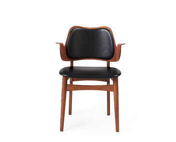 Gesture Stol Teakoljad med svart läder