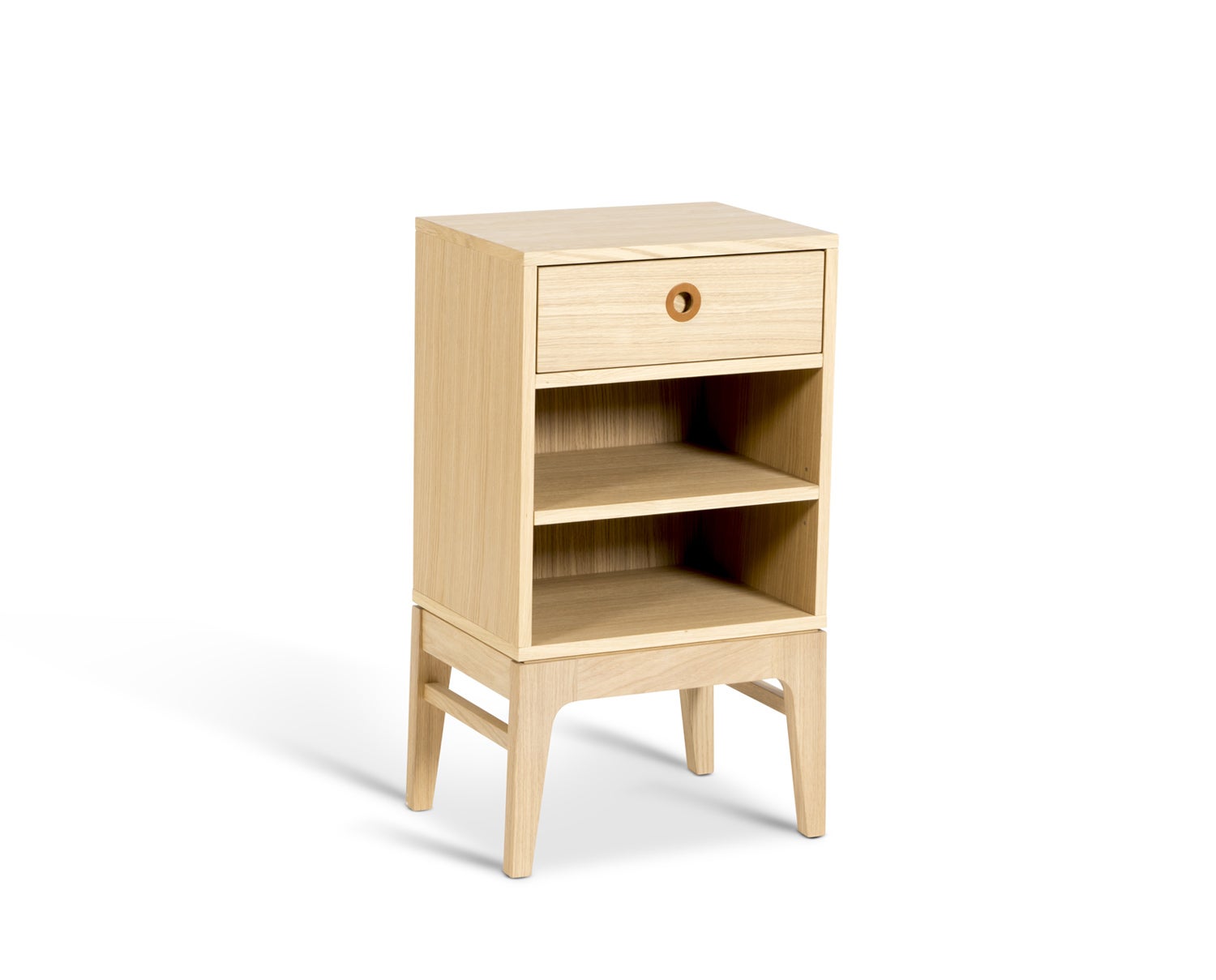  Höllviken Sängbord med låga ben i vitpigmenterad Ek