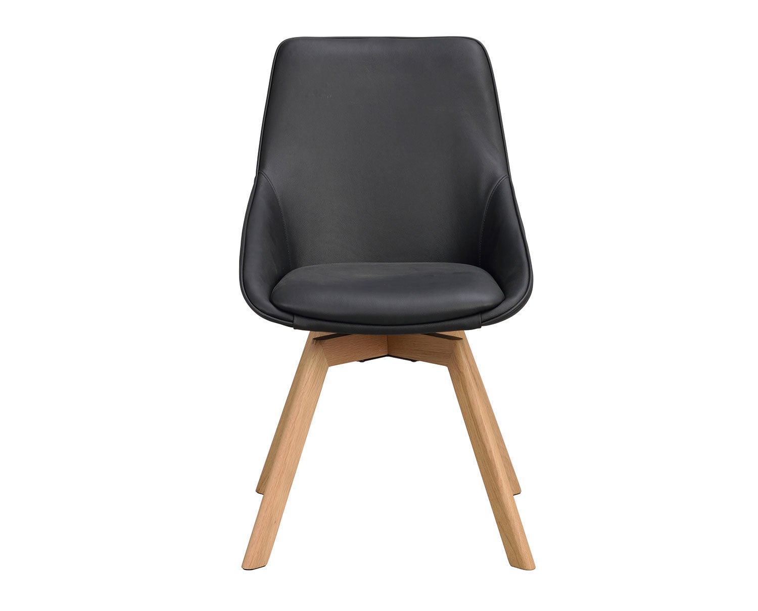 Alison stol i svart läder, ekben